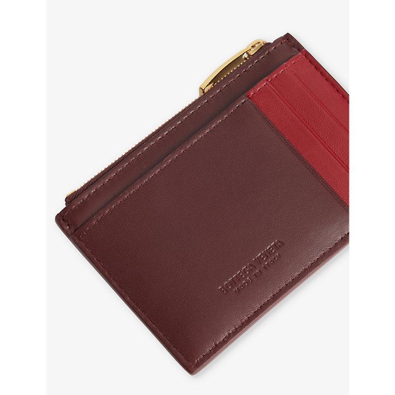 BOTTEGA VENETA Womens  Cassette Leather Card Holder In Ma.b/m.b-ro/m.b-ro-g Product Image