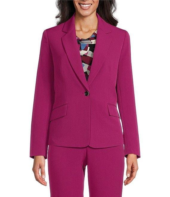 Kasper Stretch Crepe Notch Collar Long Sleeve Blazer Product Image