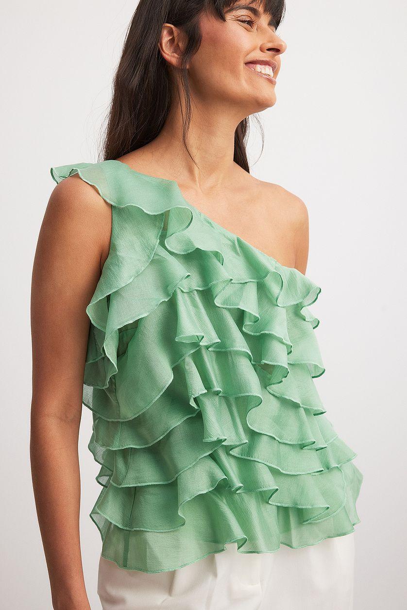 One Shoulder Ruffled Top Product Image