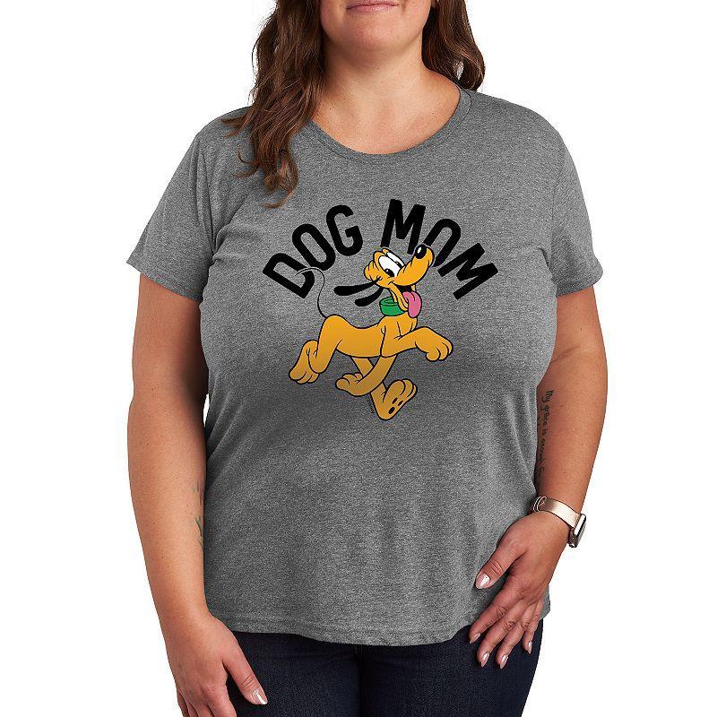 Disney's Pluto Plus Size Dog Mom Graphic Tee, Women's, Size: 1XL, Grey Gray Product Image