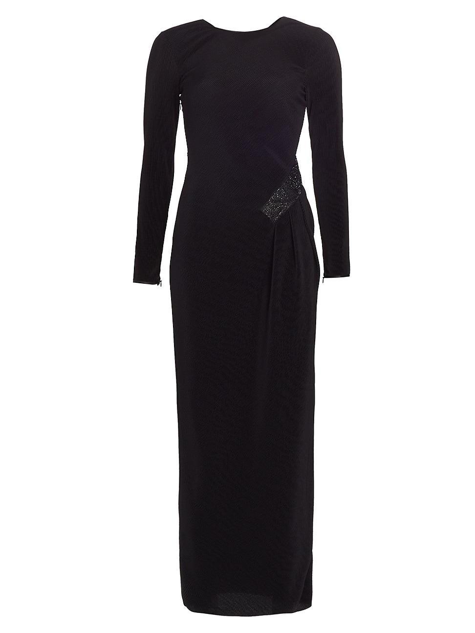 Plisse Jersey Gown with Beaded Hip Detail Product Image