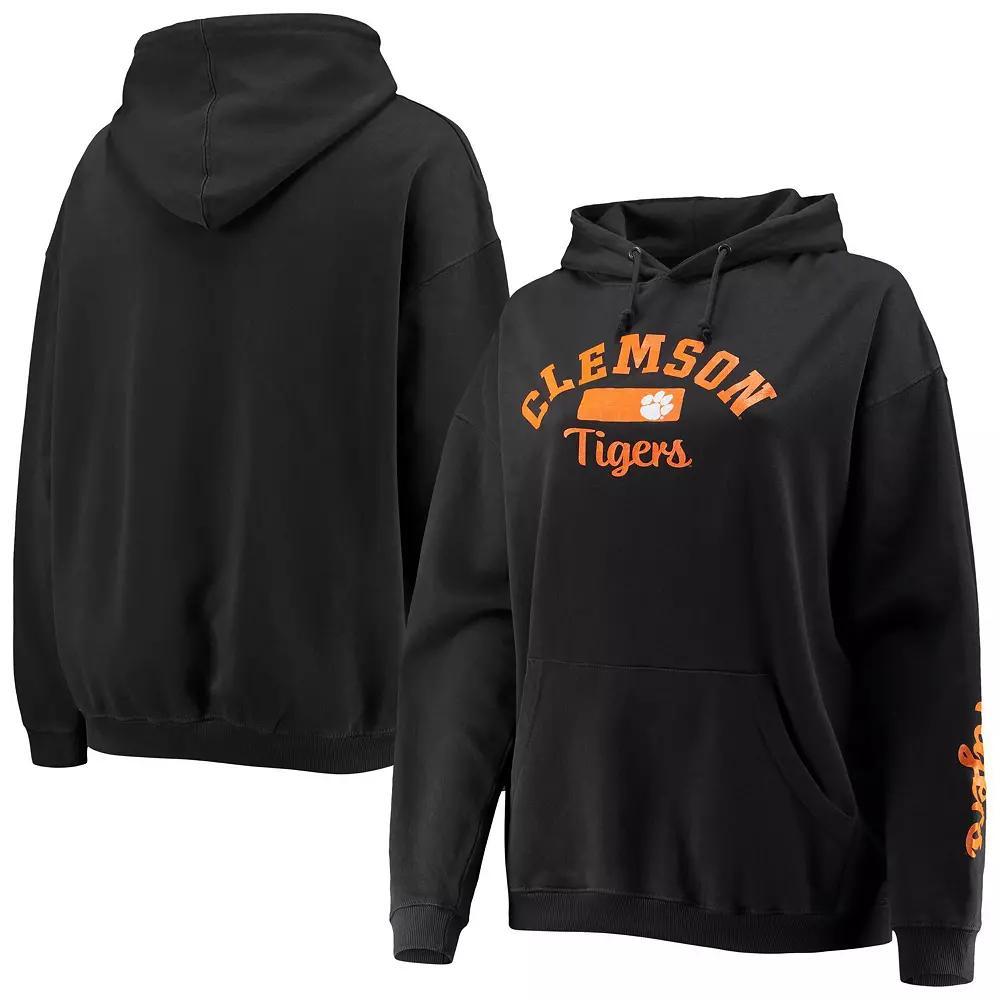 Women's Pressbox Black Clemson Tigers Rock n Roll Super Oversized Pullover Hoodie Product Image