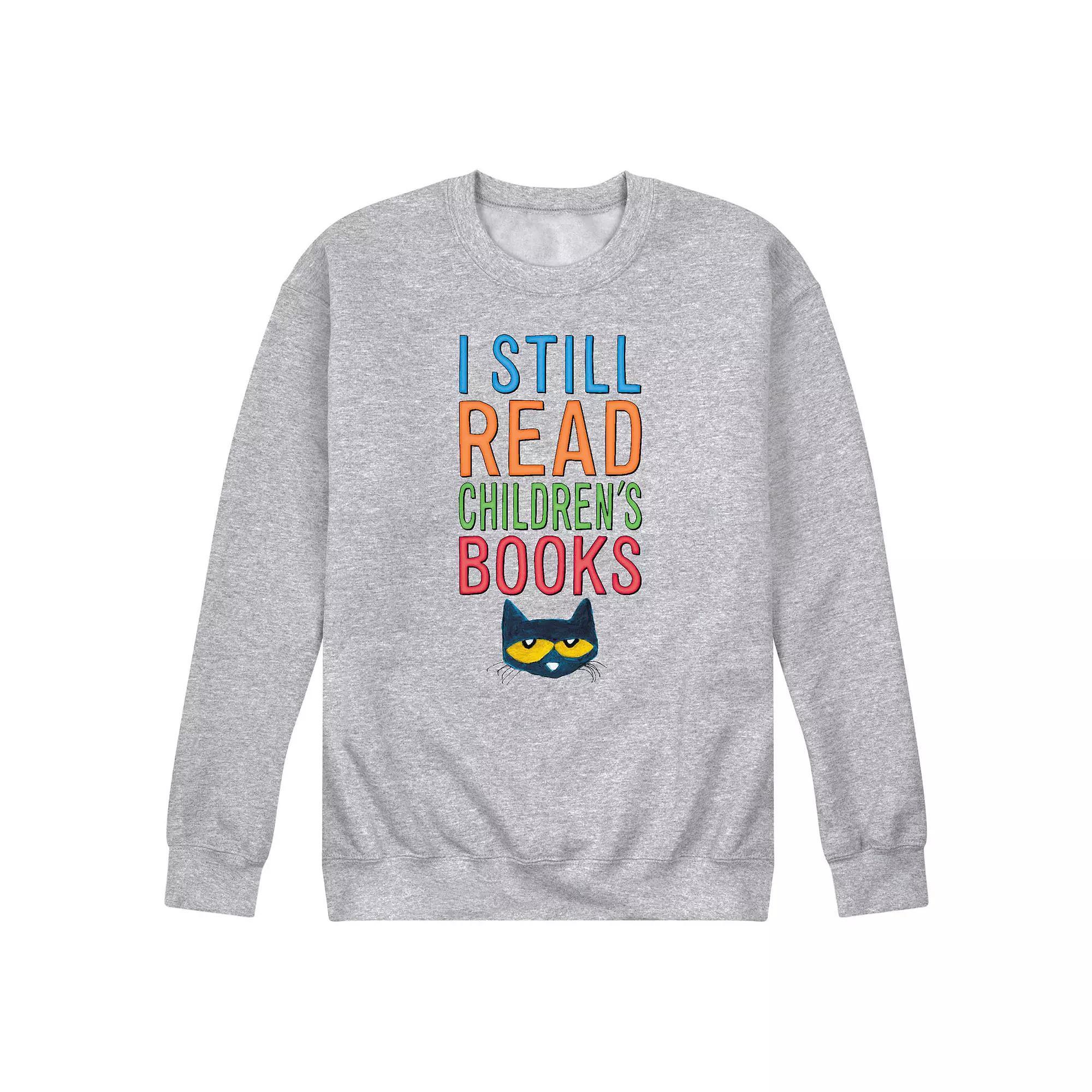 Men's Pete the Cat I Still Read Books Fleece Sweatshirt, Size: XXL, Grey Gray Product Image