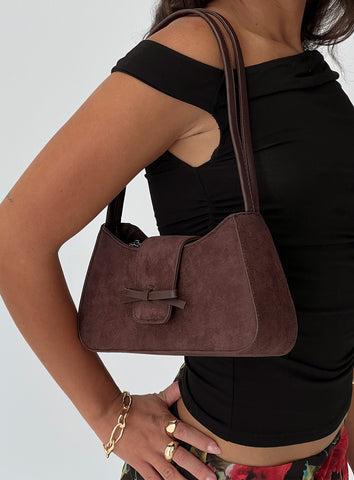 Scotlyn Shoulder Bag Faux Suede Brown Product Image