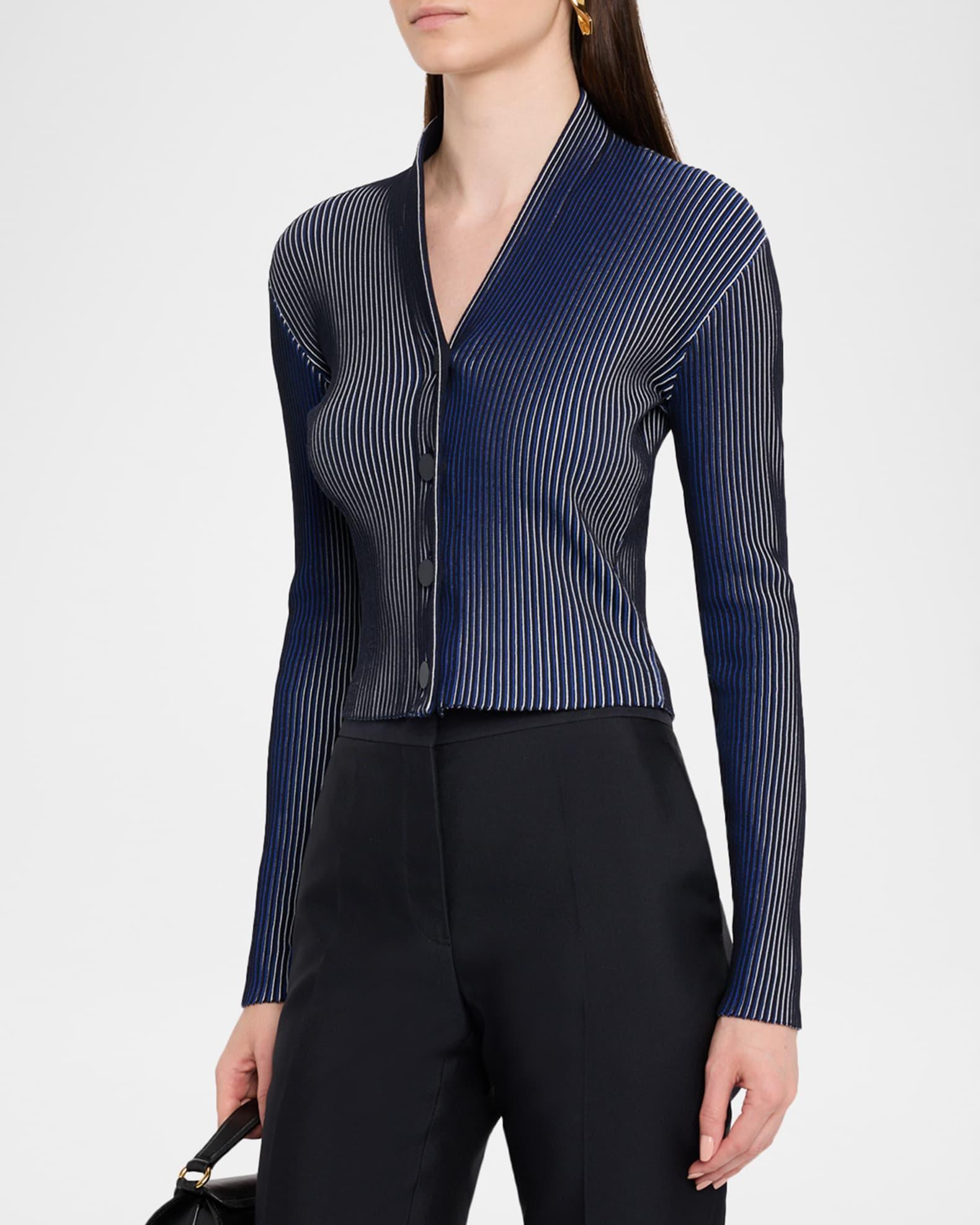 Button-Down Striped Knit Cardigan Product Image