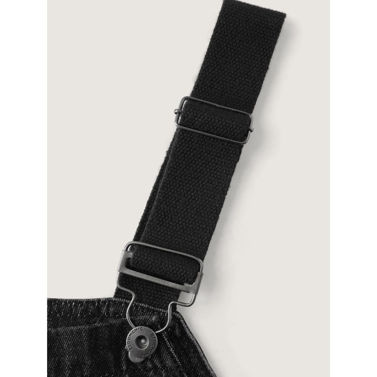 Plus Size Cotton Denim Adjustable Strap Pocketed Jumpsuit Acidwashblack Women No stretch Casual Slanted pocket Leisure Denim Jumpsuits BloomChic 30/6X Product Image