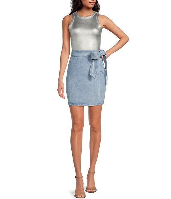 Never Fully Dressed Jaspre Denim Wrap Mini Skirt Product Image