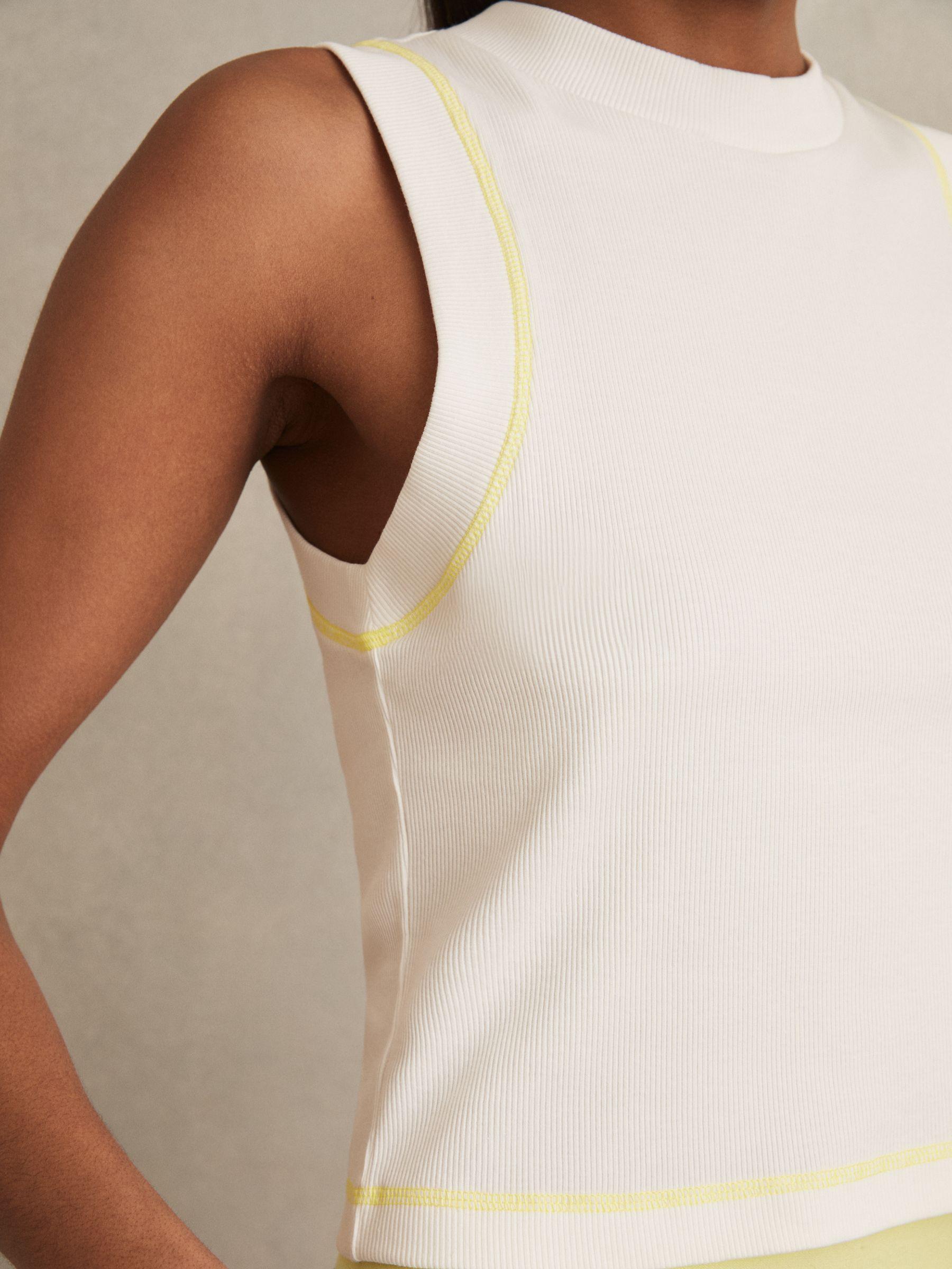 Stretch-Cotton Ribbed Vest in White Product Image
