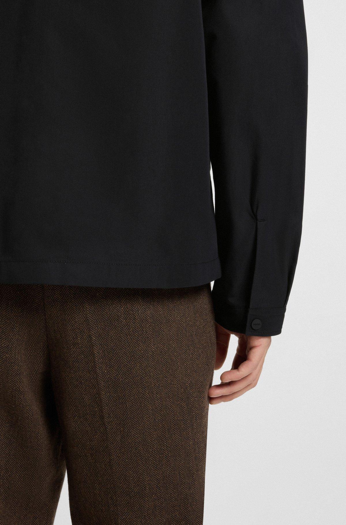 Zip-up canvas overshirt with logo label Product Image