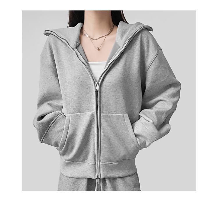 Plain Zip Hoodie Product Image