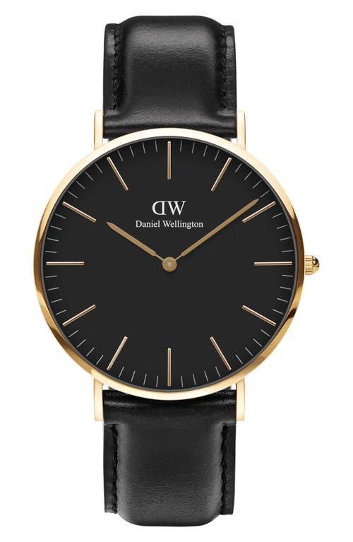 Daniel Wellington Mens Classic Sheffield Black Leather Watch 40mm - Black Product Image