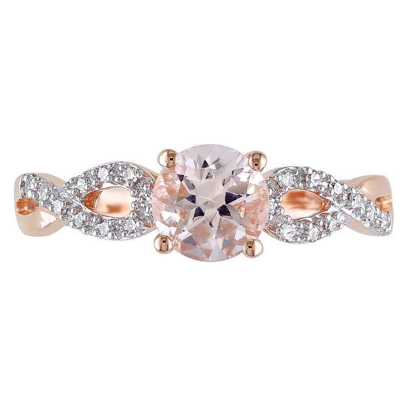 Stella Grace Morganite and 1/10 Carat T.W. Diamond Engagement Ring in 10k Rose Gold, Womens Pink Product Image