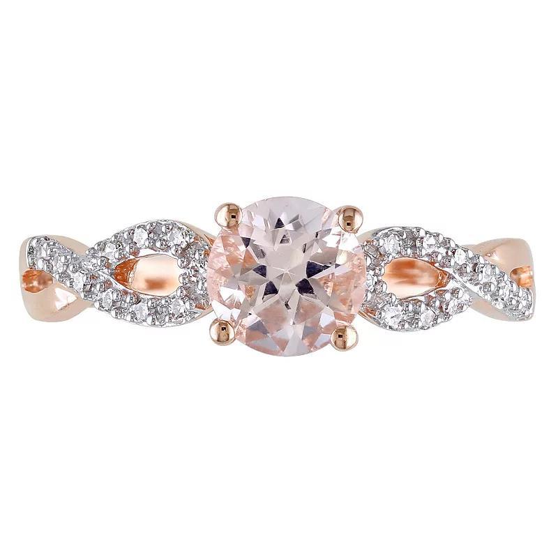 Stella Grace Morganite and 1/10 Carat T.W. Diamond Engagement Ring in 10k Rose Gold, Women's, Size: 5, Pink Product Image