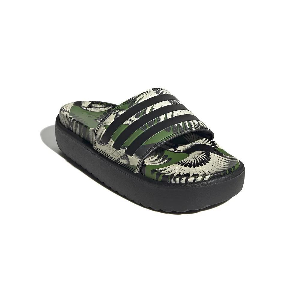 adidas adilette Women's Platform Swimming Slides, Size: 7, Crew Green Product Image