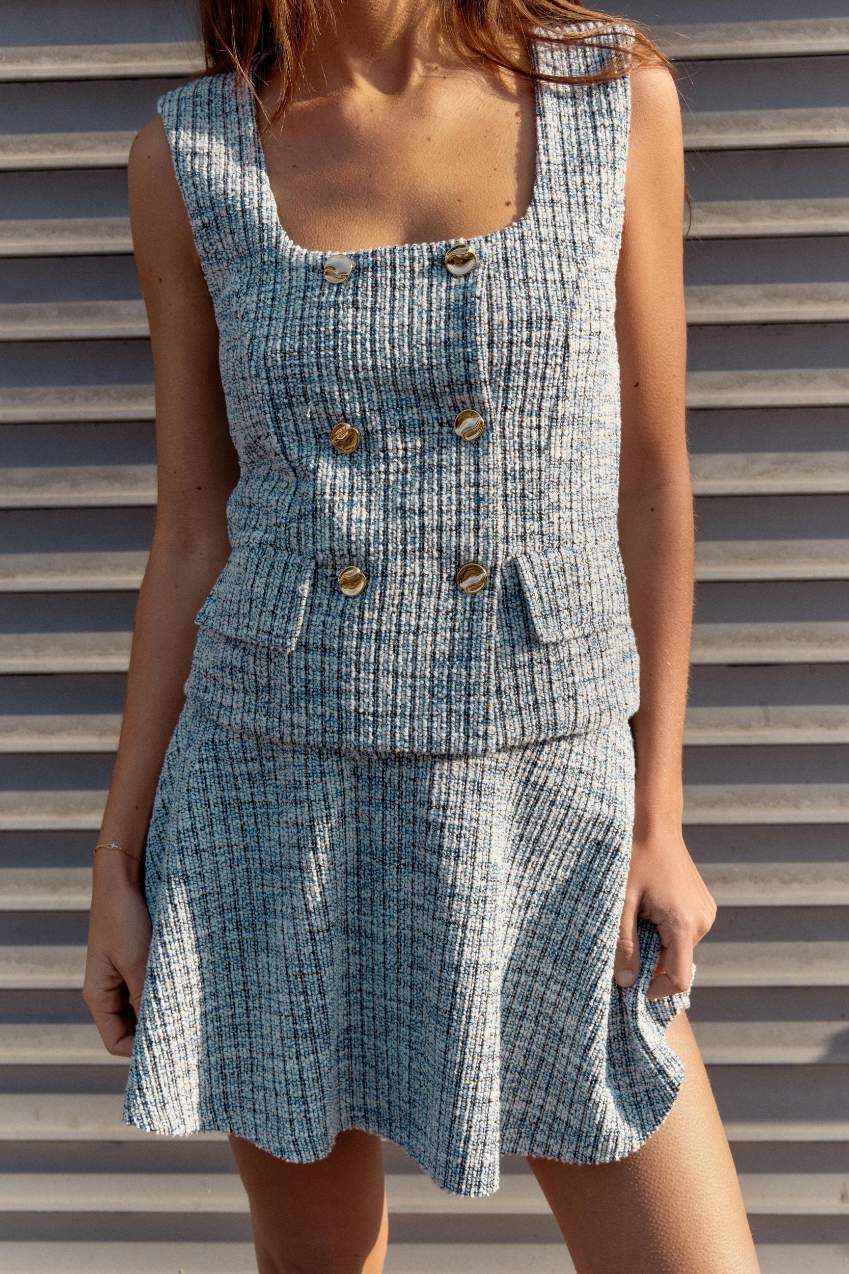 BUTTONED JACQUARD TEXTURED TOP Product Image