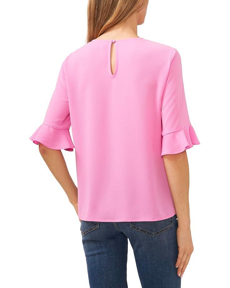 Short Sleeve Ruffle Detail High Low Top Product Image