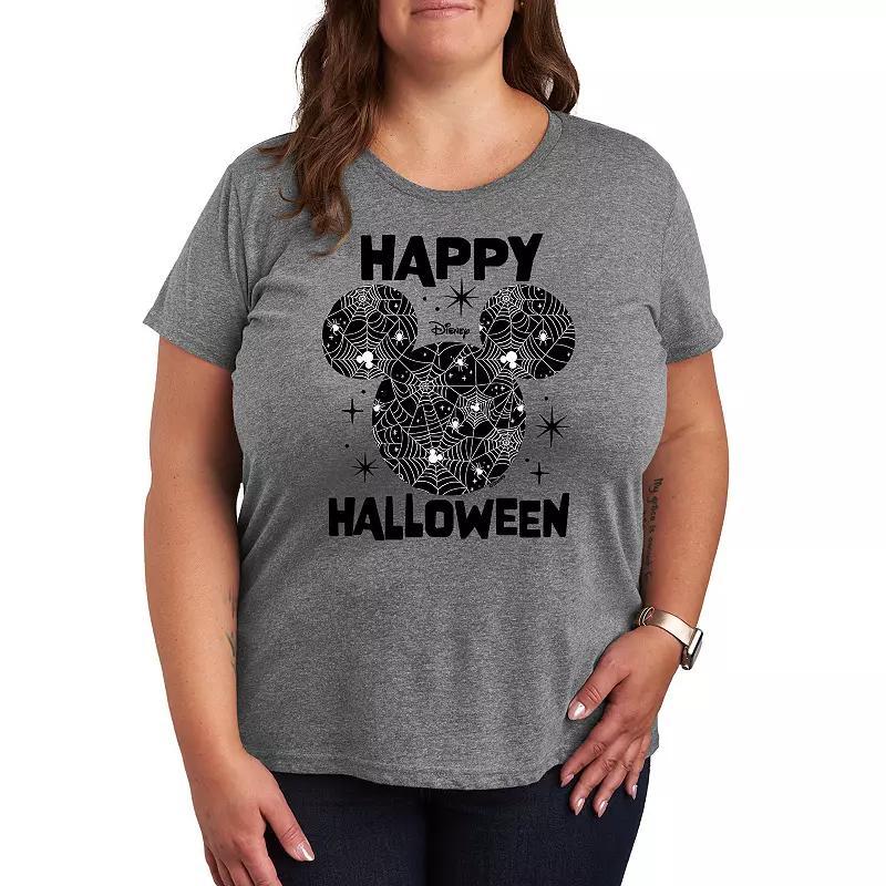 Disney's Mickey Mouse Plus Size Happy Halloween Spider Web Graphic Tee, Women's, Size: 2XL, Grey Gray Product Image