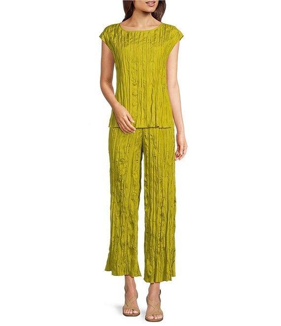 Eileen Fisher Crushed Silk Ballet Neck Cap Sleeve Coordinating Top Product Image