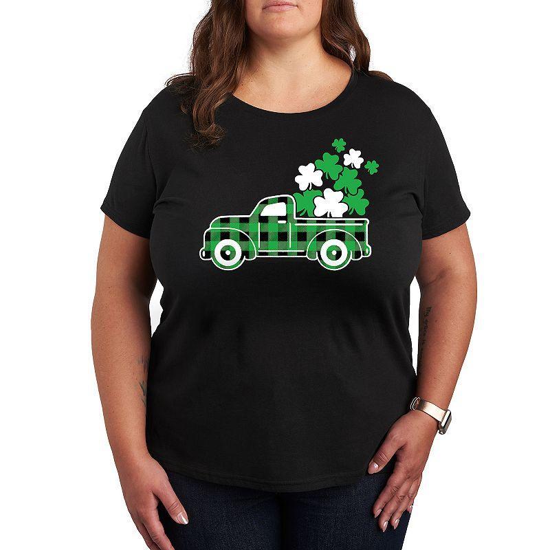 Plus Irish Plaid Truck Graphic Tee, Women's, Size: 2XL, Black Product Image