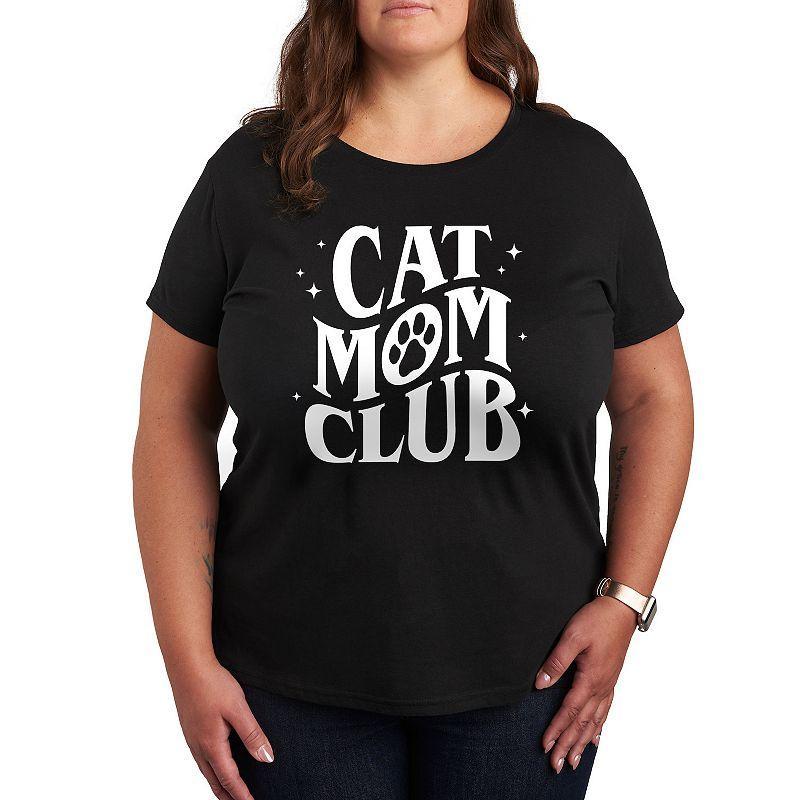 Plus Cat Mom Club Graphic Tee, Women's, Size: 3XL, Grey Blue Product Image