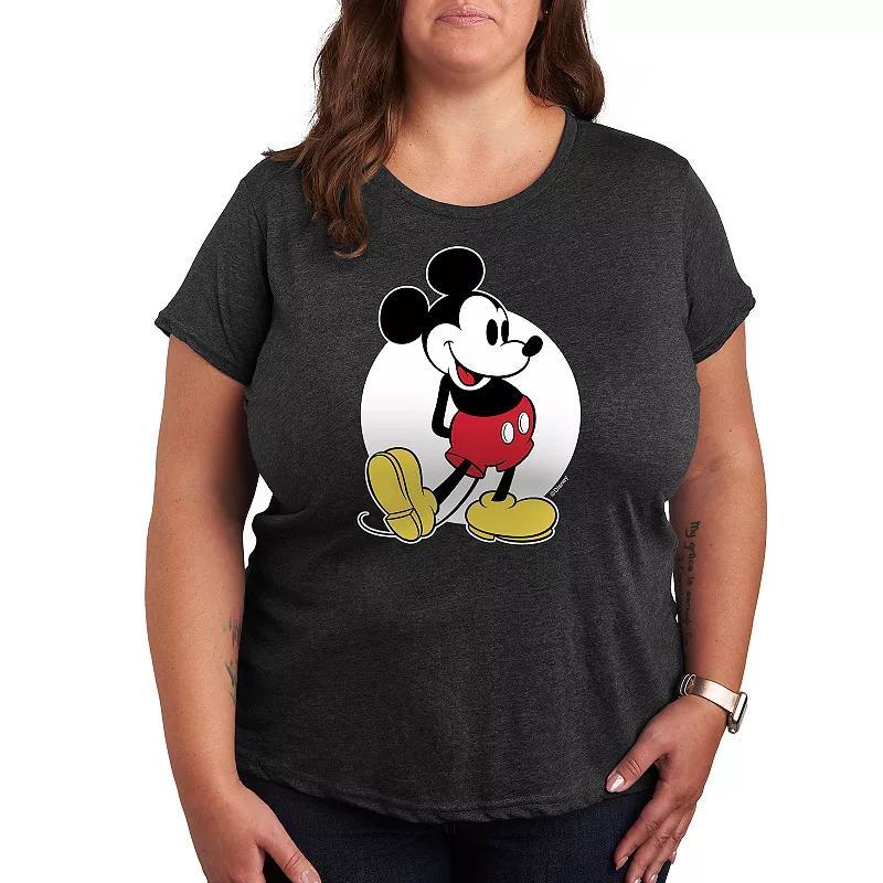 Disneys Mickey Mouse Plus Classic Graphic Tee, Womens Heather Grey Product Image