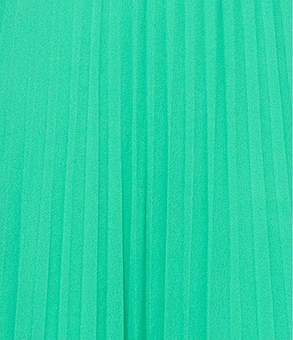 Xscape Pleated Chiffon Split V-Neck Sleeveless A-Line Gown Product Image