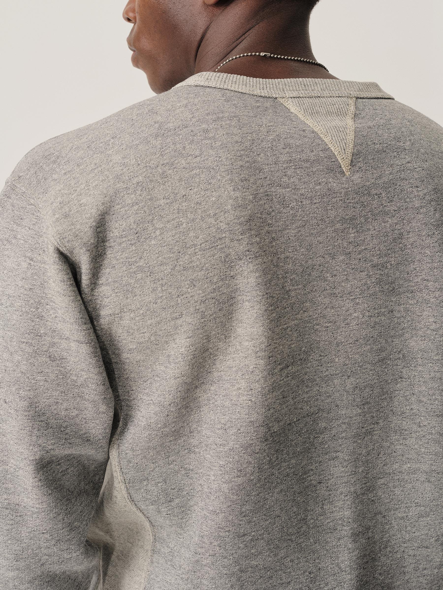 Two Tone Heather Grey Welterweight Double V Crew Sweatshirt Product Image