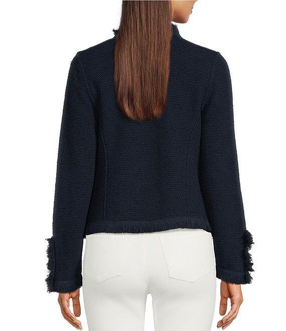 NIC + ZOE Fringe Trim Lapel Long Sleeve Snap Cuff Open Front Jacket Product Image