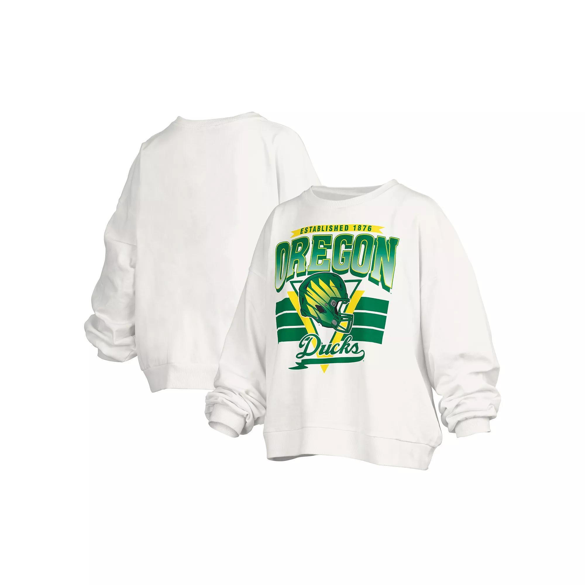Women's Pressbox White Oregon Ducks Janice Retro Logo Over Product Image