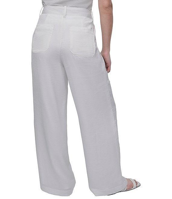 Donna Karan Flat Front Wide Leg Glazed Dressing Cargo Pants Product Image