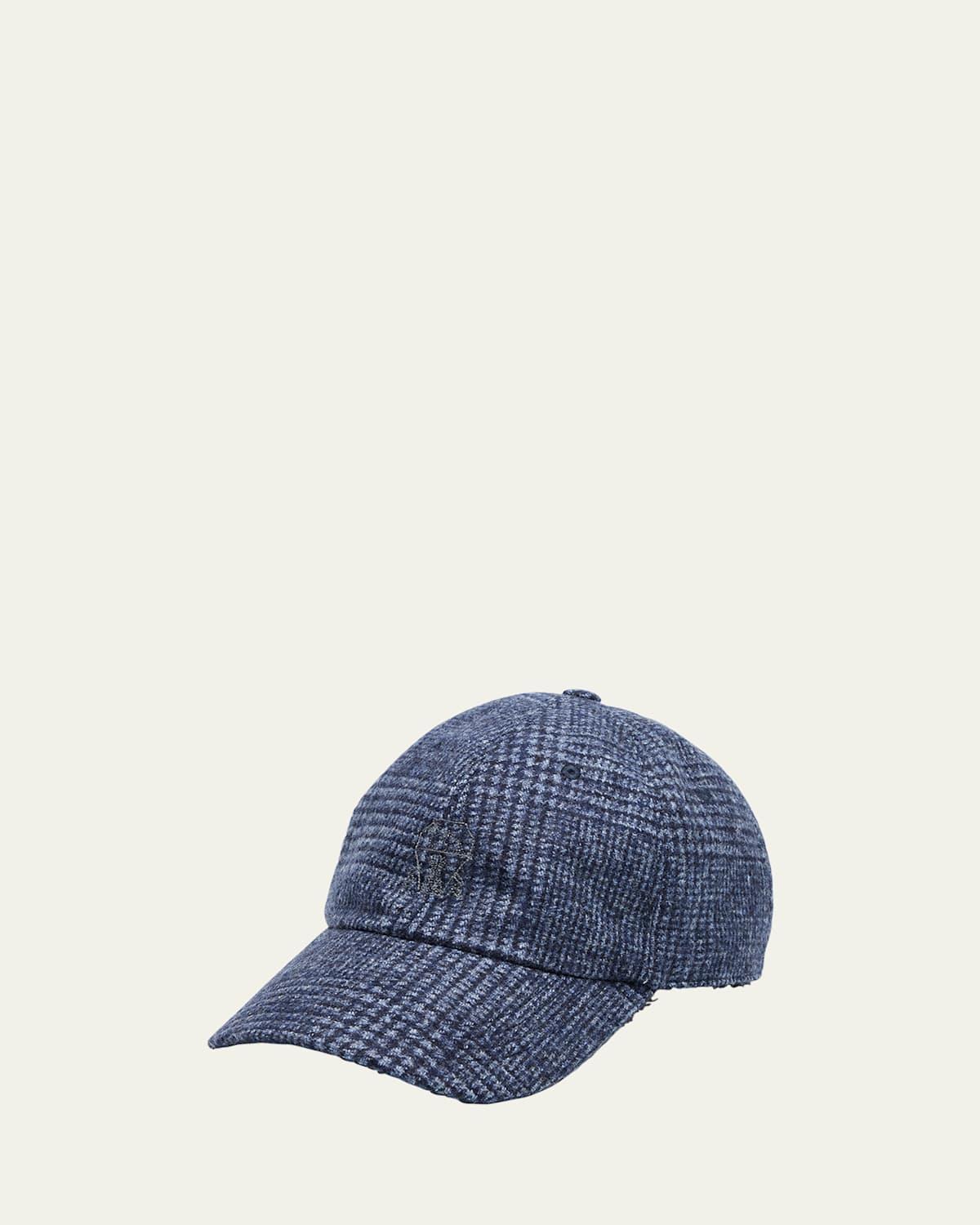 Mens Wool and Nylon Plaid Baseball Cap Product Image