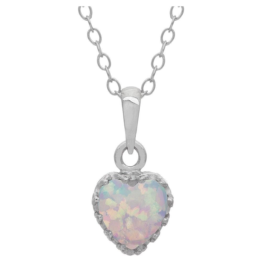 Designs by Gioelli 14k Gold Over Silver Lab-Created Opal Heart Crown Pendant, Womens White Product Image