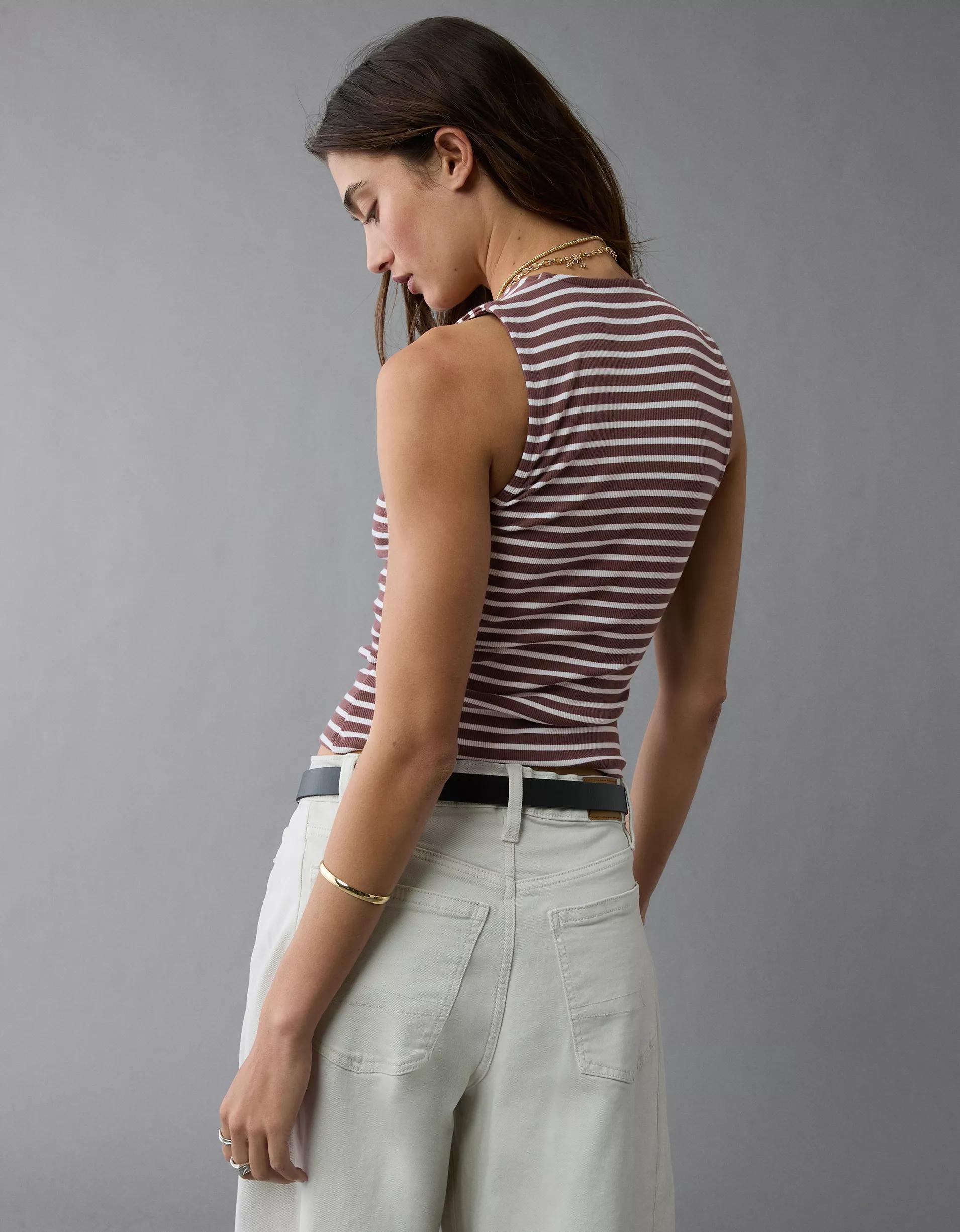 AE Sleeveless Square Neck Striped Top Product Image