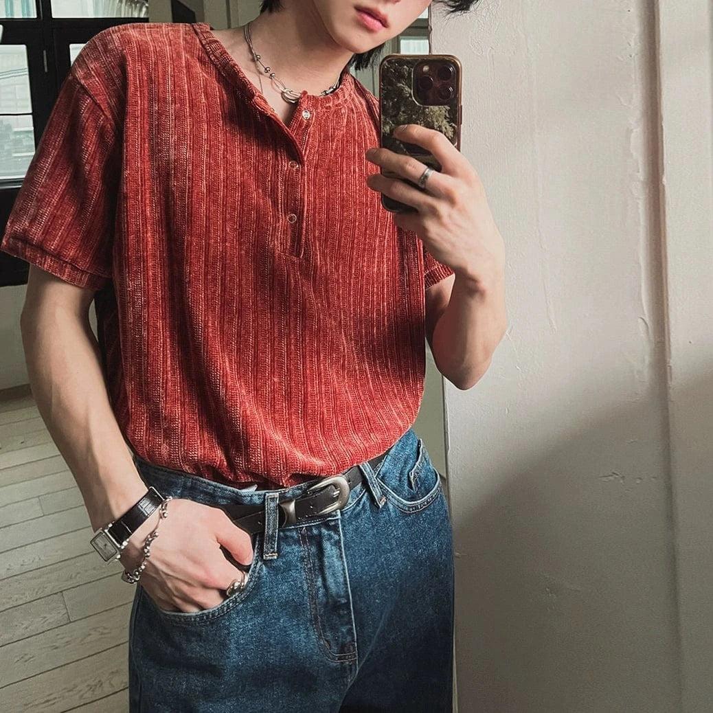 RT No. 18108 KNIT HENRY COLLAR SHORT SLEEVE Product Image