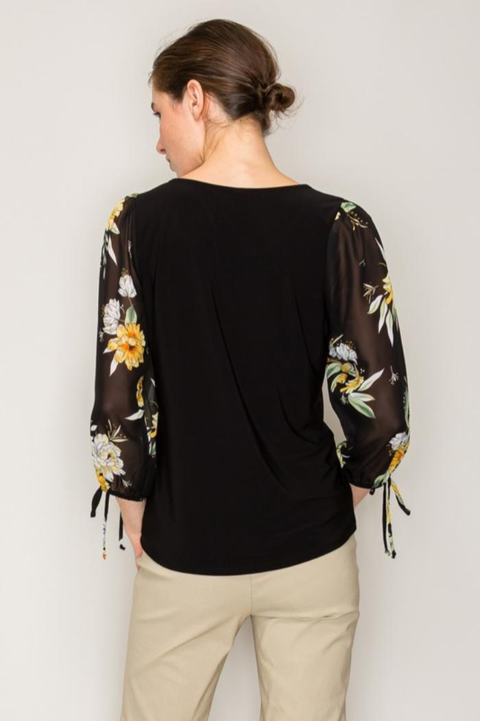 Floral Sheer Sleeve Blouse Product Image