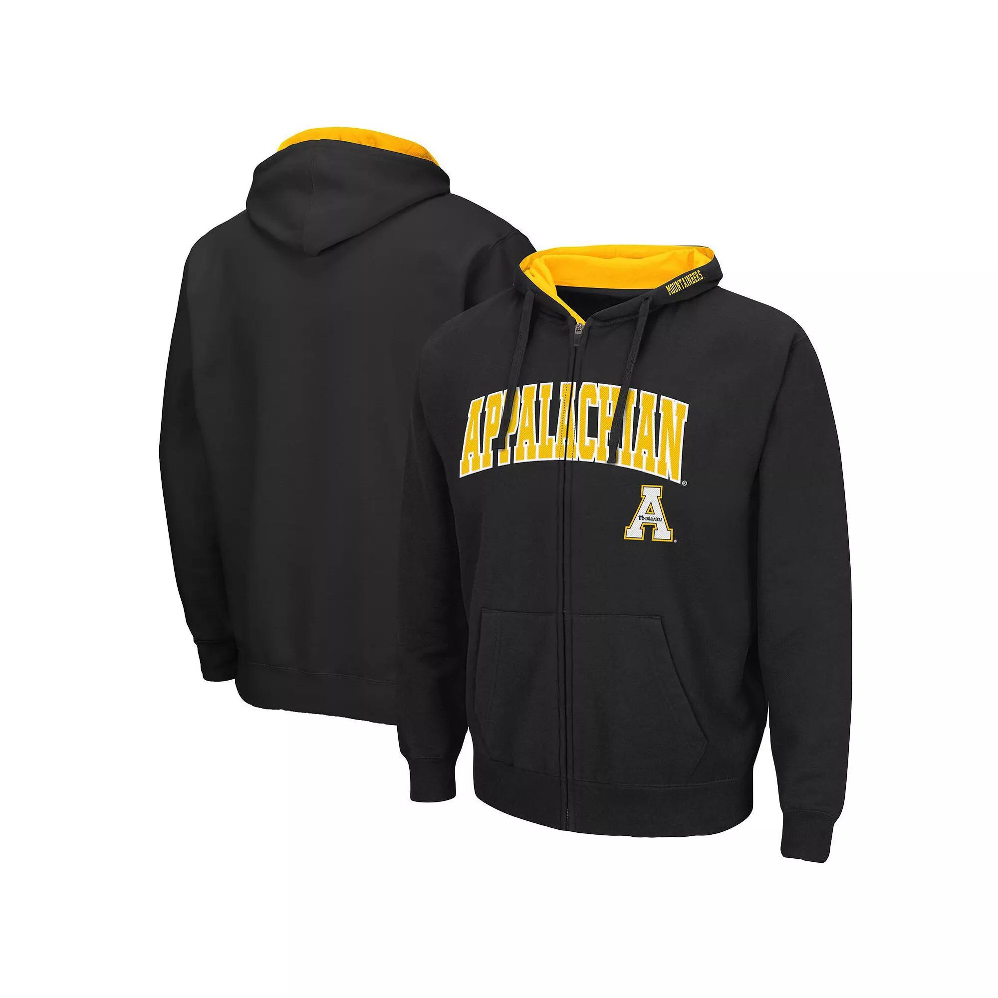 Men's Colosseum Black Appalachian State Mountaineers Arch & Logo 3.0 Full-Zip Hoodie,  Product Image