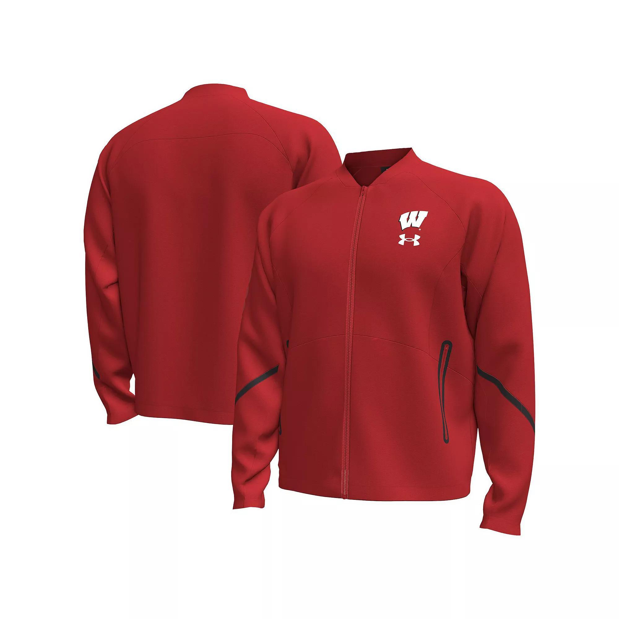 Men's Under Armour Red Wisconsin Badgers Unstoppable Full-Zip Bomber Jacket,  Product Image