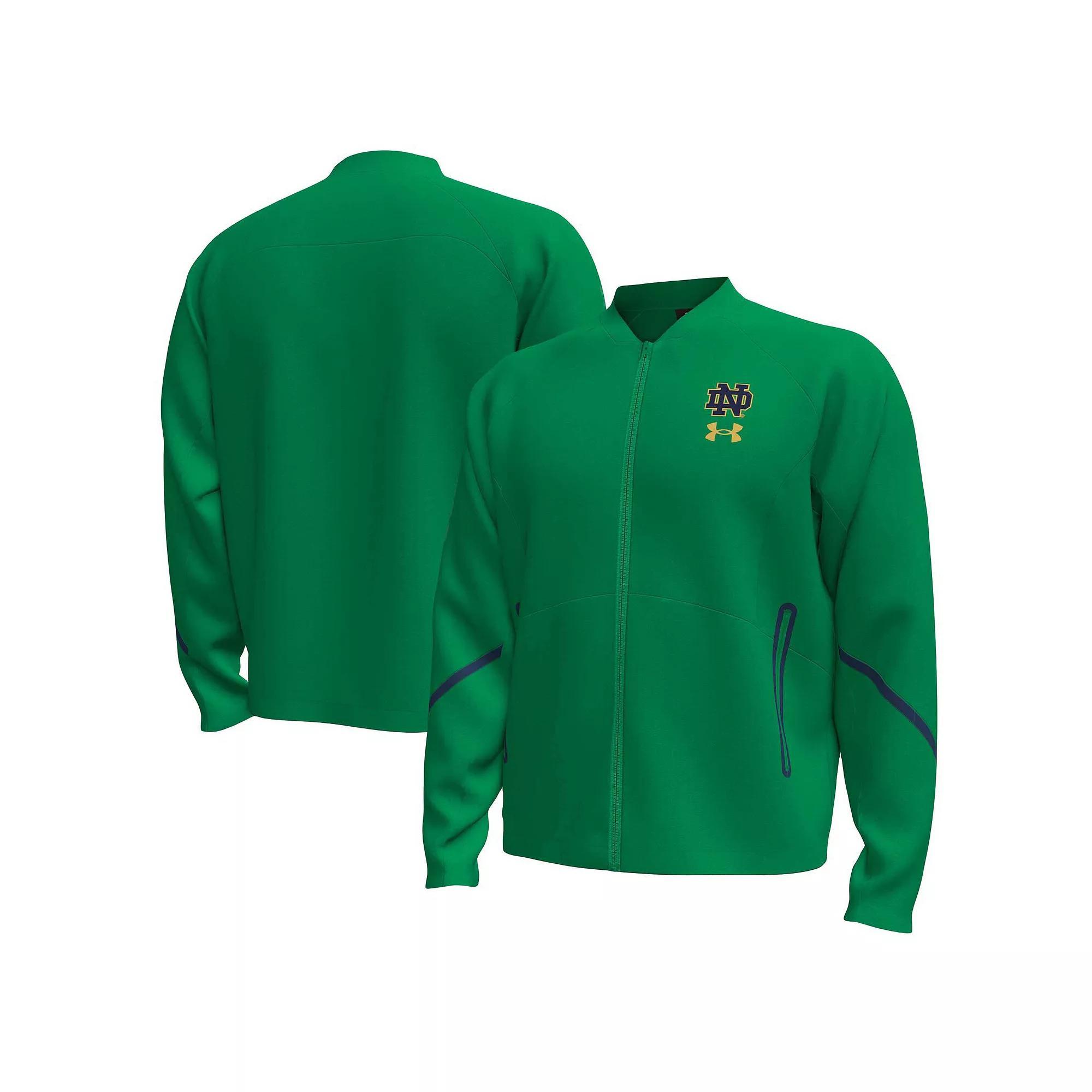 Men's Under Armour  Green Notre Dame Fighting Irish Unstoppable Full-Zip Bomber Jacket, Size: XL Product Image