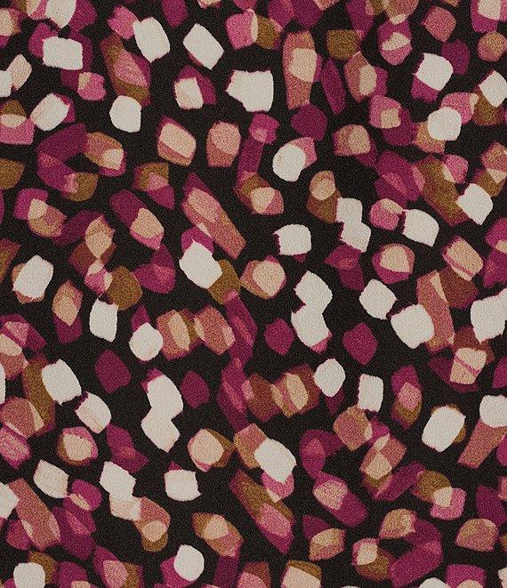 Calvin Klein Abstract Dot Printed Split V-Neckline Roll Tab Long Sleeve Blouse Product Image