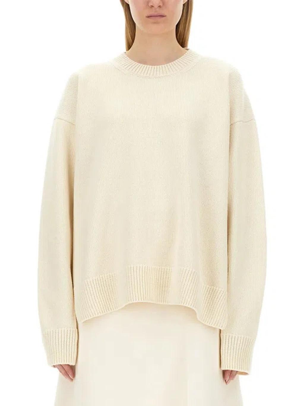 JIL SANDER Wool Sweater In White Product Image