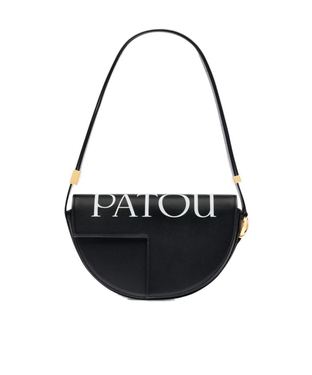 PATOU Logo Print Fold-over Top Shoulder Bag In Black Product Image