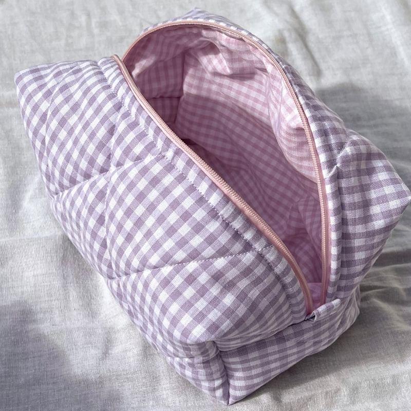 Plaid Fabric Makeup Bag Product Image