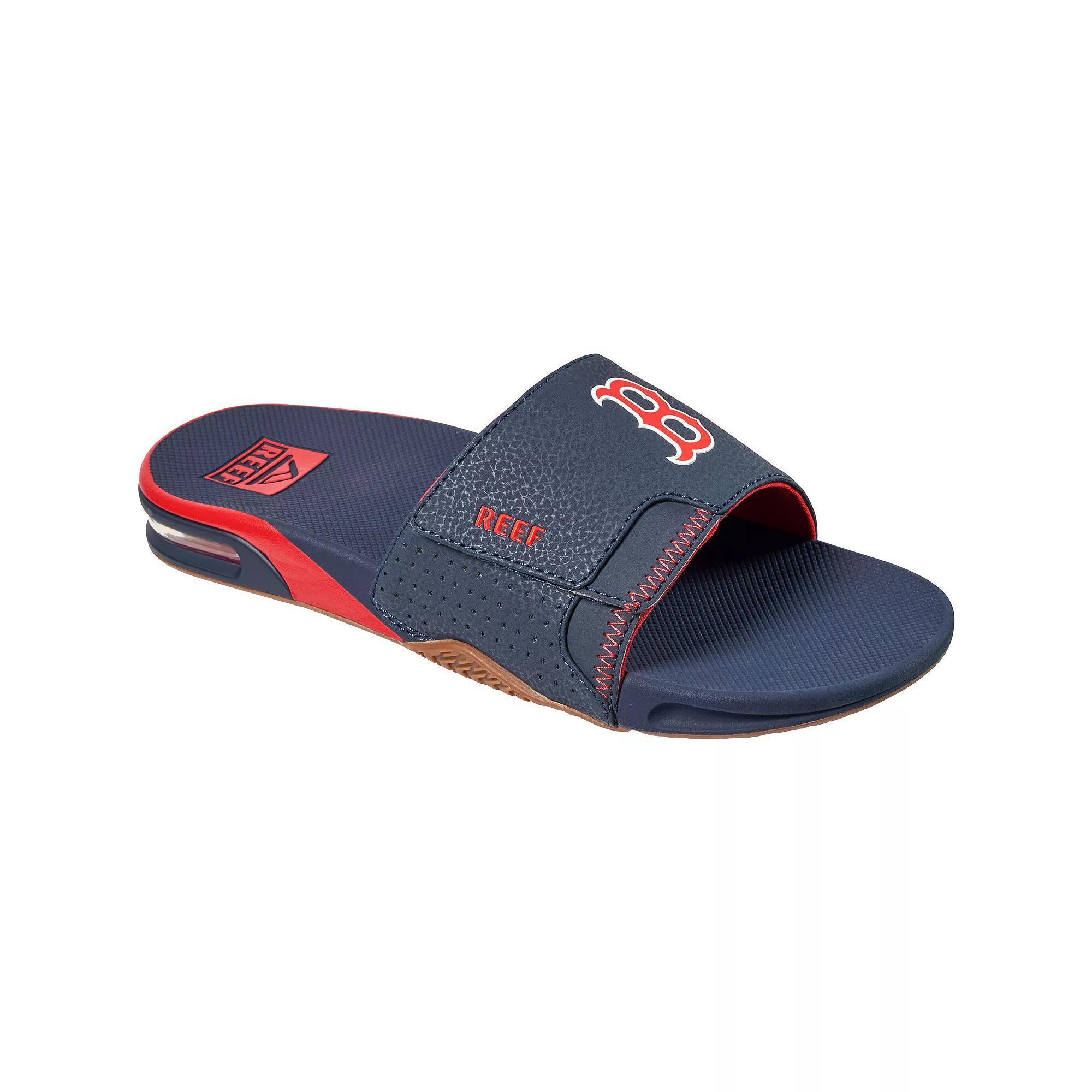 Men's REEF Boston Red Sox Fanning Slide Sandals, Size: 14, Blue Product Image