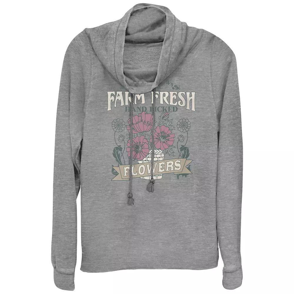 Women's Farm Fresh Flowers Cowlneck Graphic Lightweight Long Sleeve, Girl's,  Product Image