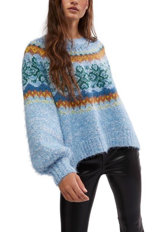 FREE PEOPLE Festive Frost Sweater In Blue Product Image