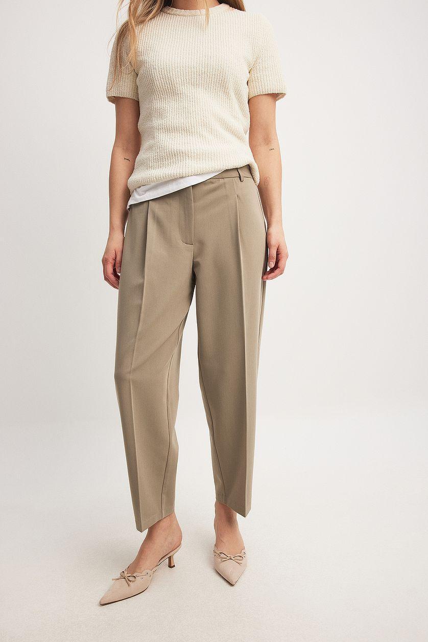 Cropped Mid Waist Suit Pants Product Image