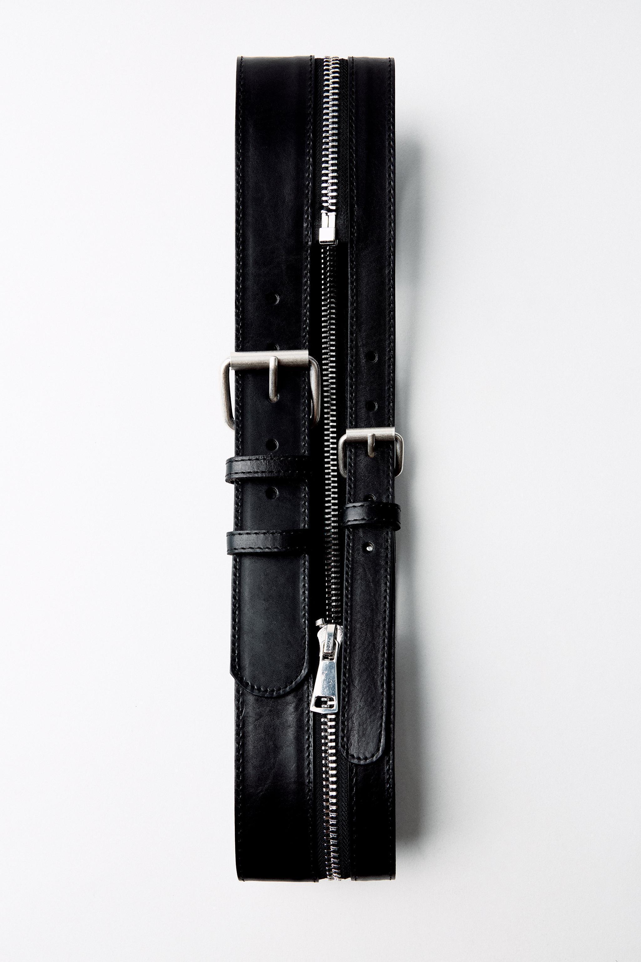 DOUBLE BUCKLE ZIPPER SASH BELT Product Image