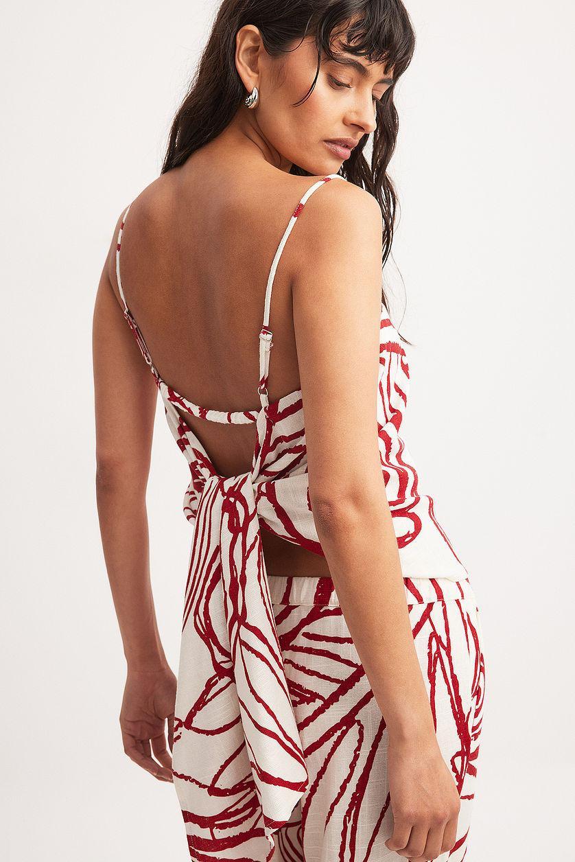 Open Back Linen Blend Strap Top Product Image