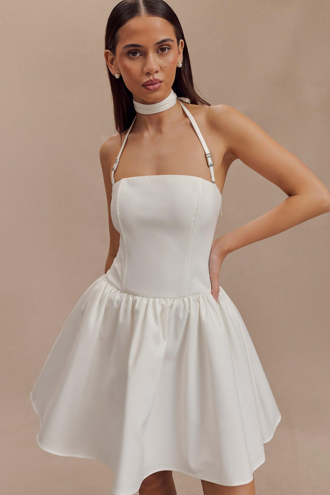 Ruby Halter Mini Dress - White Product Image