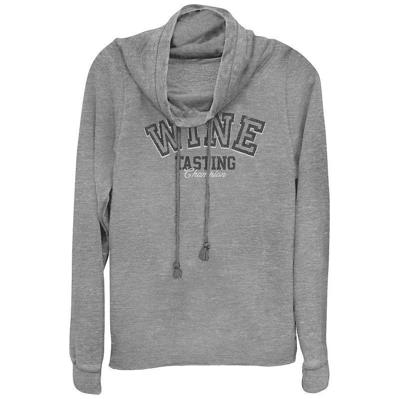 Womens Weekend Coffee And Dogs Cowlneck Graphic Lightweight Long Sleeve, Girls Gray Grey Product Image